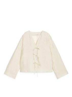 Arket Satin Tie-Front Long Sleeve Padded Blouse/ Jacket